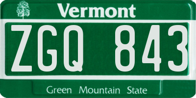 VT license plate ZGQ843