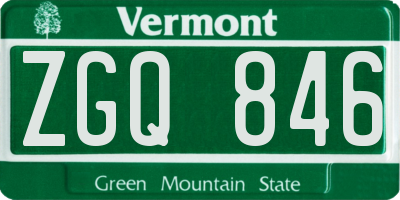 VT license plate ZGQ846