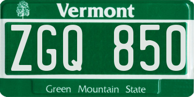 VT license plate ZGQ850