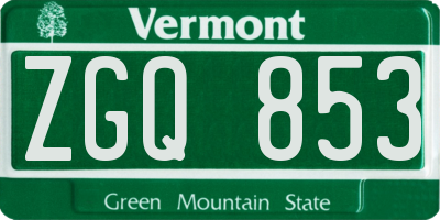 VT license plate ZGQ853