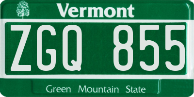 VT license plate ZGQ855