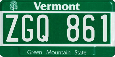 VT license plate ZGQ861