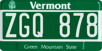 VT license plate ZGQ878