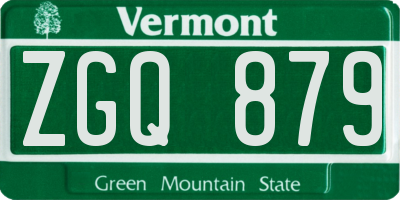 VT license plate ZGQ879