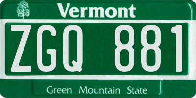VT license plate ZGQ881