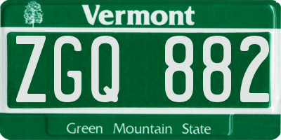 VT license plate ZGQ882