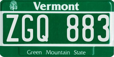 VT license plate ZGQ883