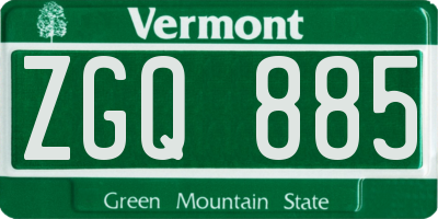 VT license plate ZGQ885