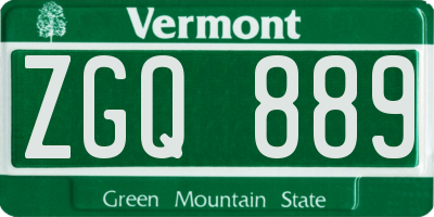 VT license plate ZGQ889