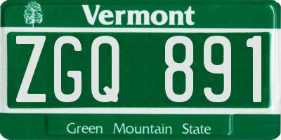 VT license plate ZGQ891