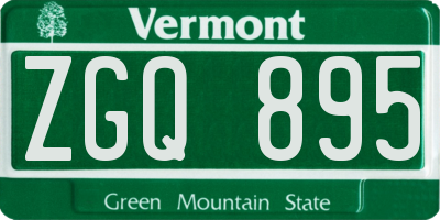 VT license plate ZGQ895