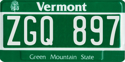 VT license plate ZGQ897