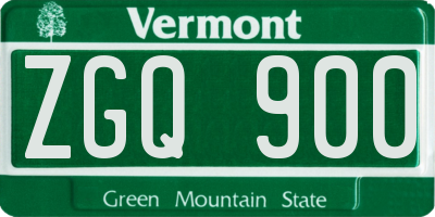 VT license plate ZGQ900