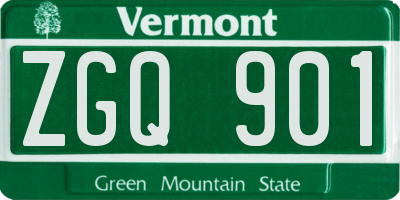 VT license plate ZGQ901