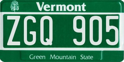 VT license plate ZGQ905
