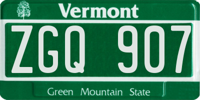 VT license plate ZGQ907