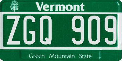 VT license plate ZGQ909