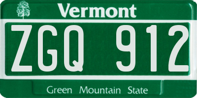 VT license plate ZGQ912