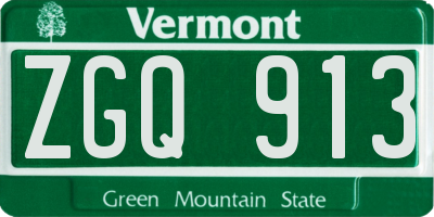 VT license plate ZGQ913