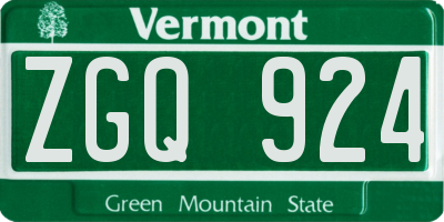 VT license plate ZGQ924