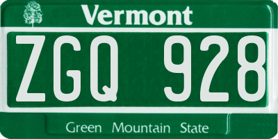 VT license plate ZGQ928
