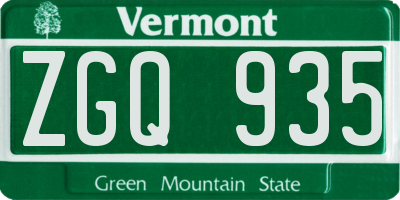 VT license plate ZGQ935