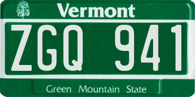 VT license plate ZGQ941