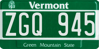 VT license plate ZGQ945