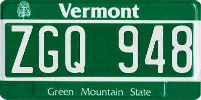 VT license plate ZGQ948