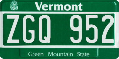 VT license plate ZGQ952
