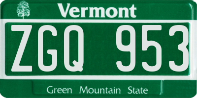 VT license plate ZGQ953