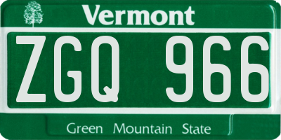 VT license plate ZGQ966