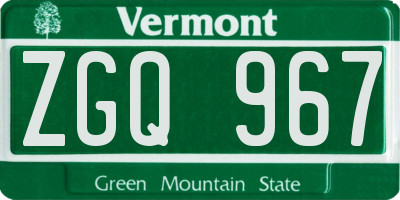 VT license plate ZGQ967