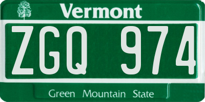 VT license plate ZGQ974