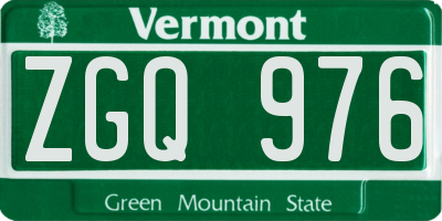 VT license plate ZGQ976