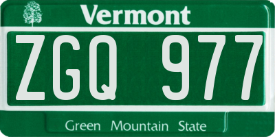 VT license plate ZGQ977