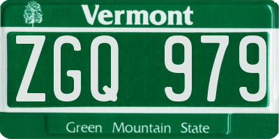 VT license plate ZGQ979