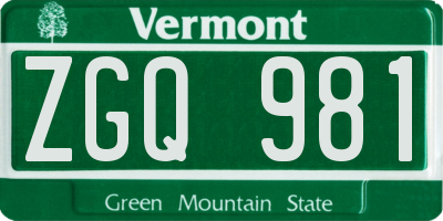 VT license plate ZGQ981