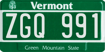VT license plate ZGQ991