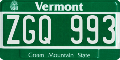 VT license plate ZGQ993