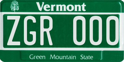 VT license plate ZGR000