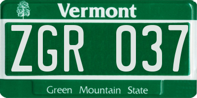 VT license plate ZGR037