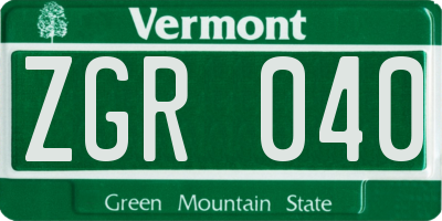 VT license plate ZGR040