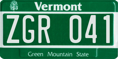 VT license plate ZGR041