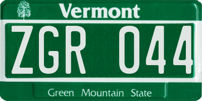 VT license plate ZGR044