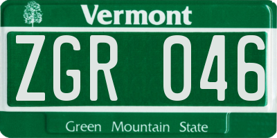 VT license plate ZGR046