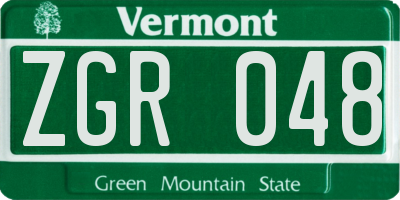 VT license plate ZGR048