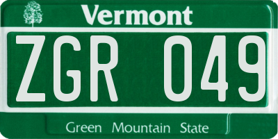 VT license plate ZGR049