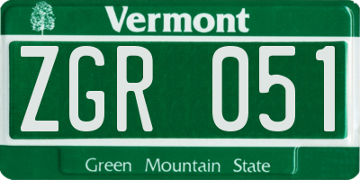 VT license plate ZGR051