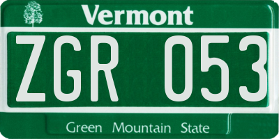 VT license plate ZGR053